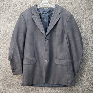 Conte di Milano Mens Silk Worsted Wool Blazer 44T Navy‎ Tan Micro Check Canada